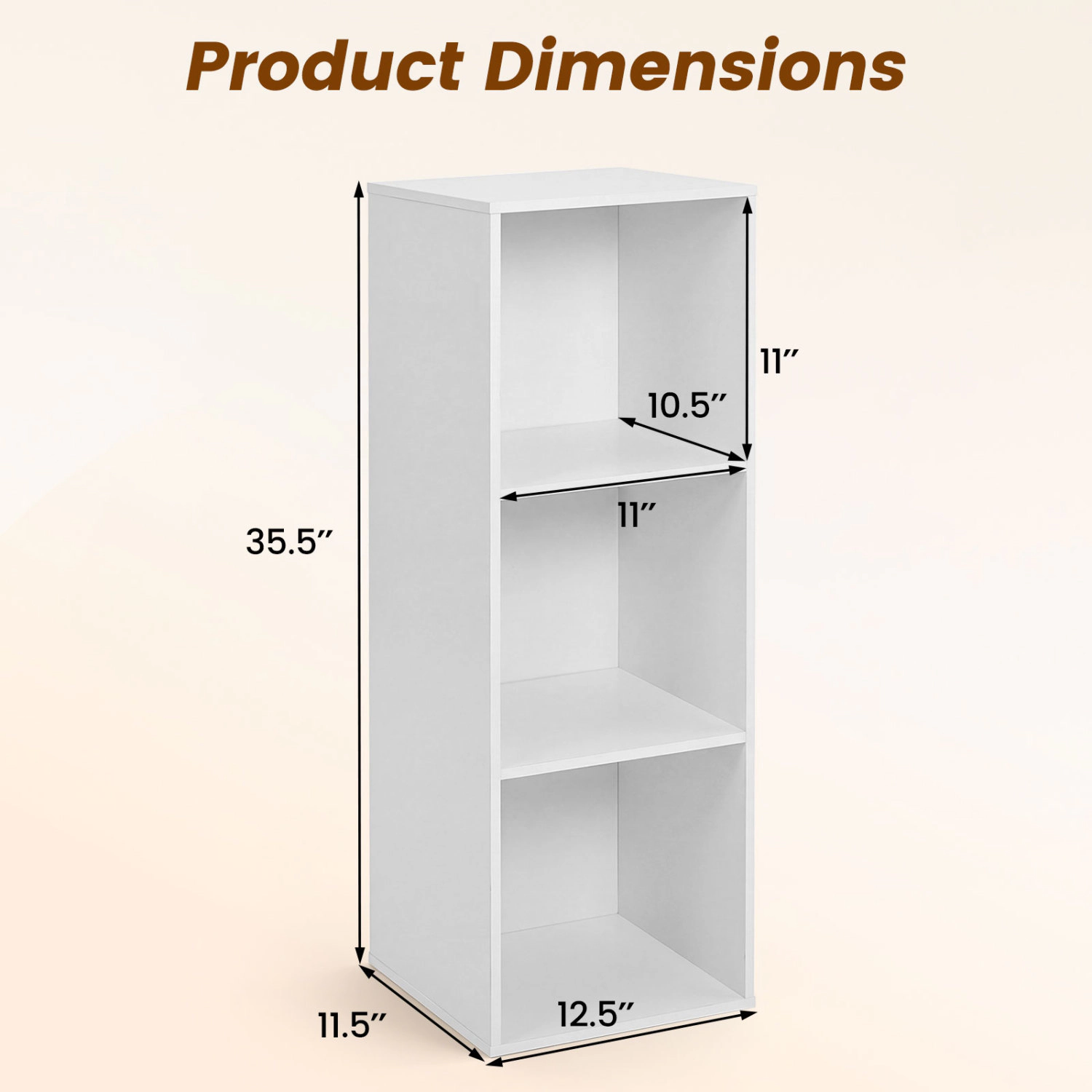 LJG 3-Cube Bookcase with 2 Anti-Tipping Kits and Cubby Storage Organizer for Home Office