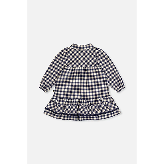 Deux par Deux Girls Frilled Gingham Print Shirt Dress