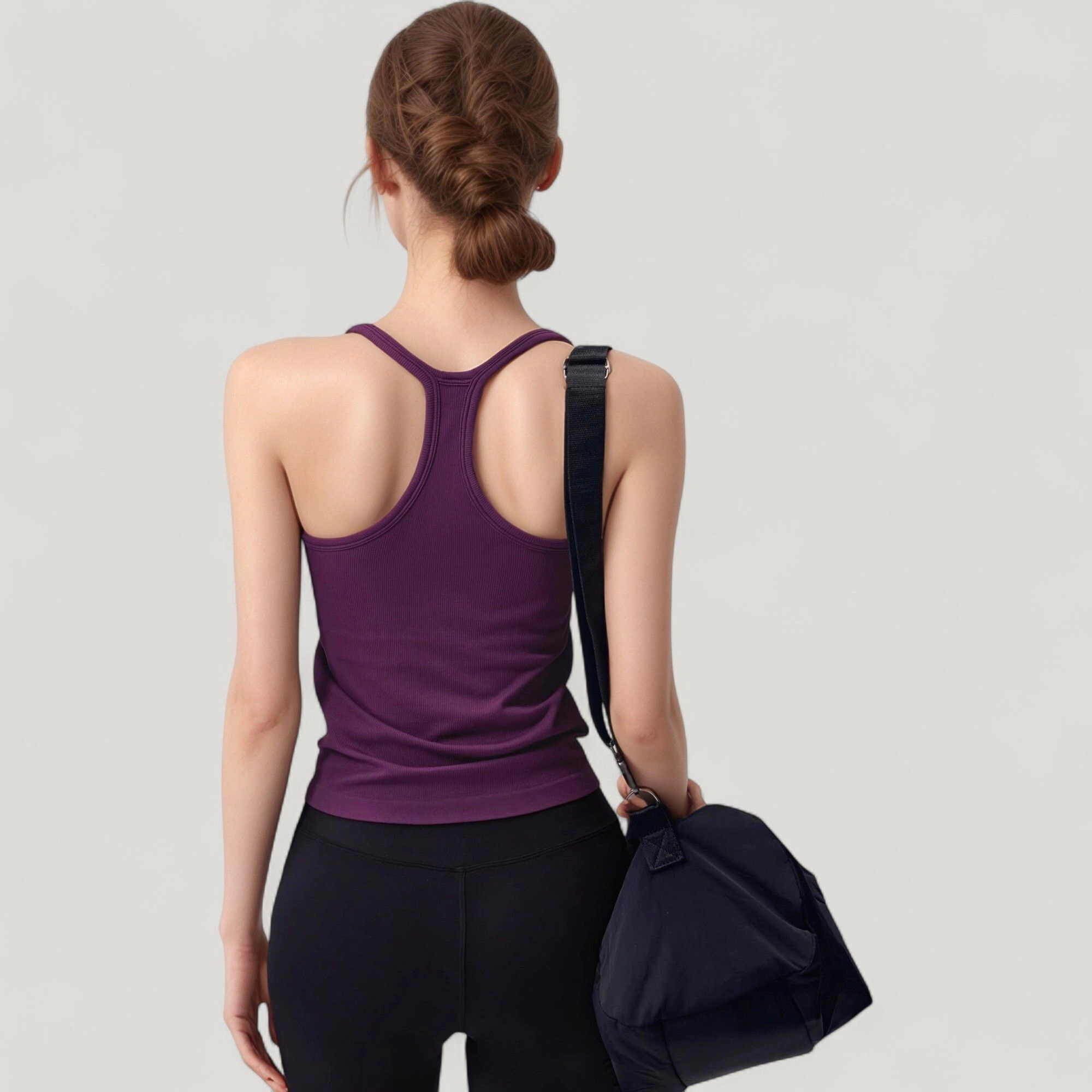Anna-Kaci Women's Scoop Neck Fitted Activewear Tank Top with Racerback Design and Soft Stretch Fabric