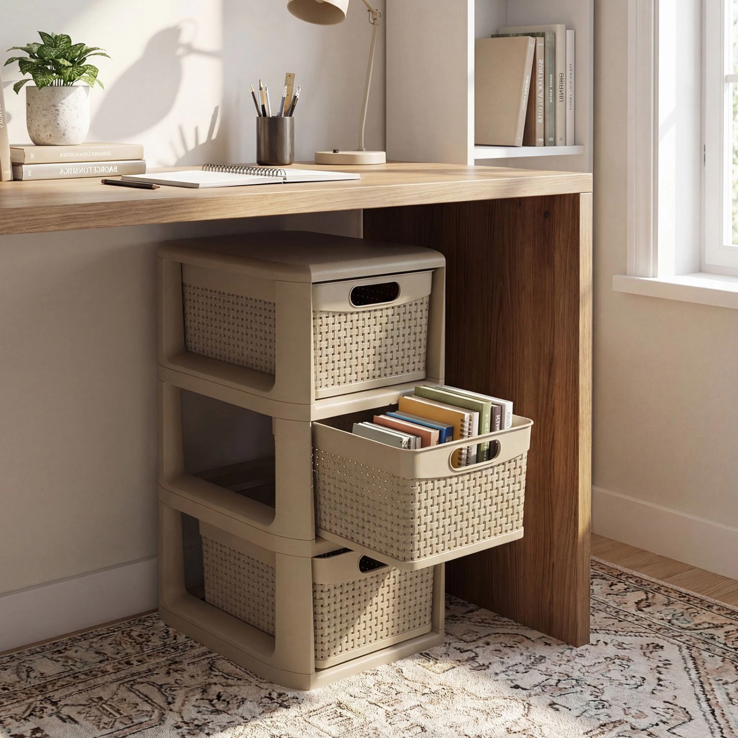SlickBlue Narrow Plastic 3-Drawer Storage Cabinet Organizer