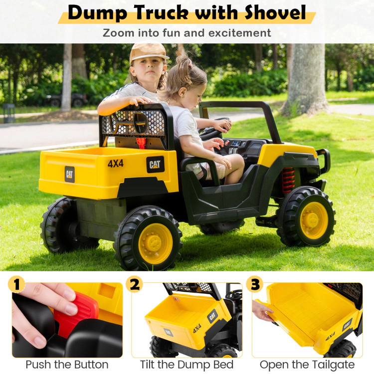 Hivvago 24V Ride On Dump Truck Licensed Caterpillar 2-Seater for Girls Boys