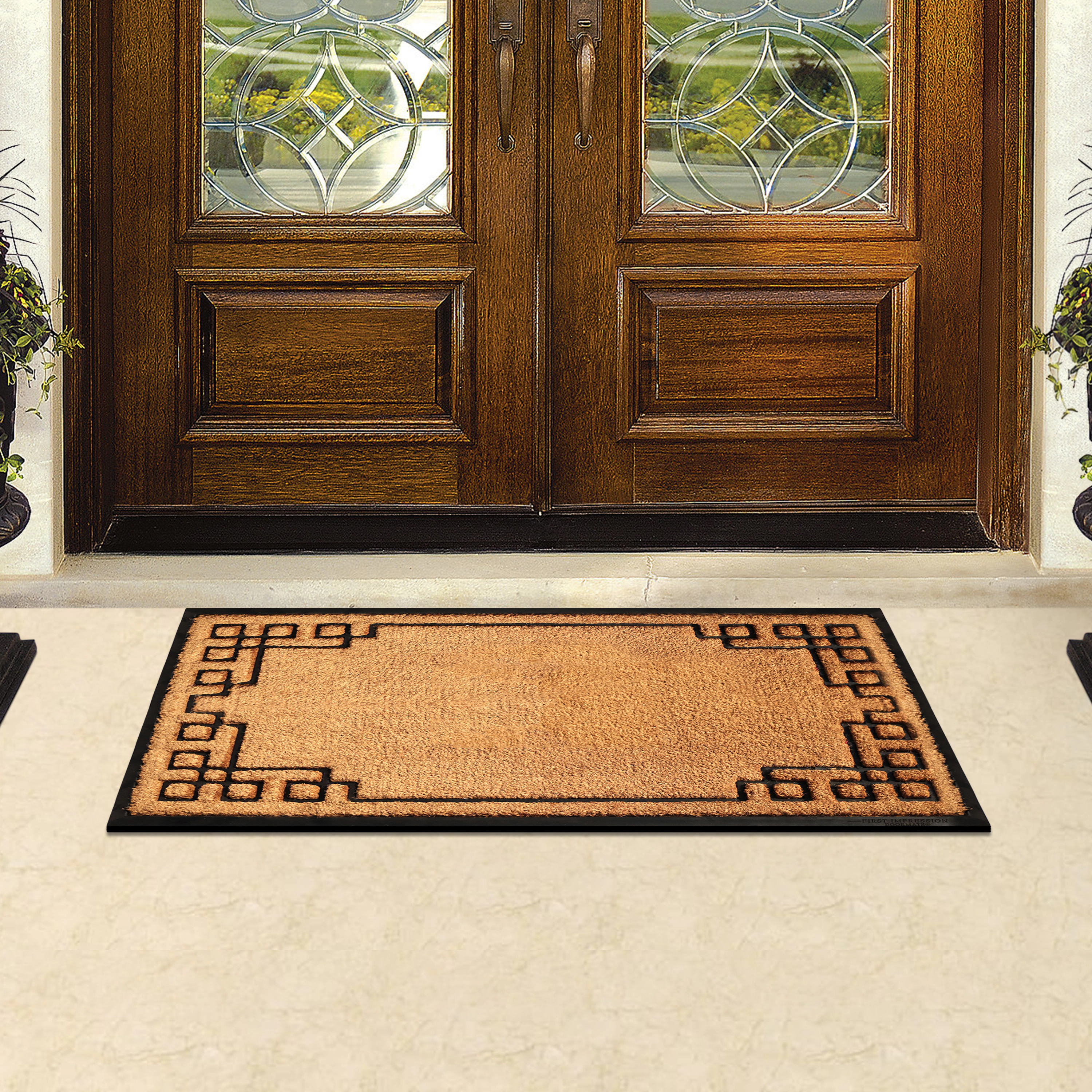 A1HC Coir and Rubber Door Mat 30x48 Inches Heavy Duty Non-Slip Dirt-Trapping Plain Key Greek