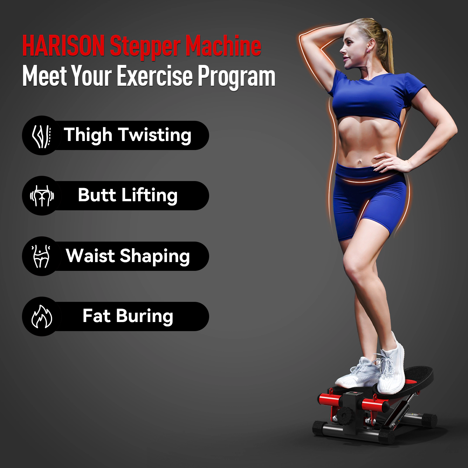 HARISON Mini Stepper with LCD Monitor, 330 LB Capacity, Portable Under Desk Stepper for Home Workout
