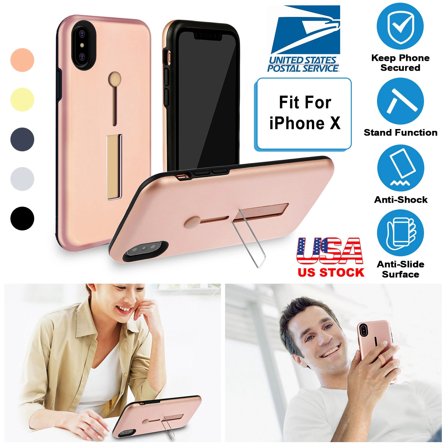 GBruno Dual-Layer IPhone X Case With Finger Strap
