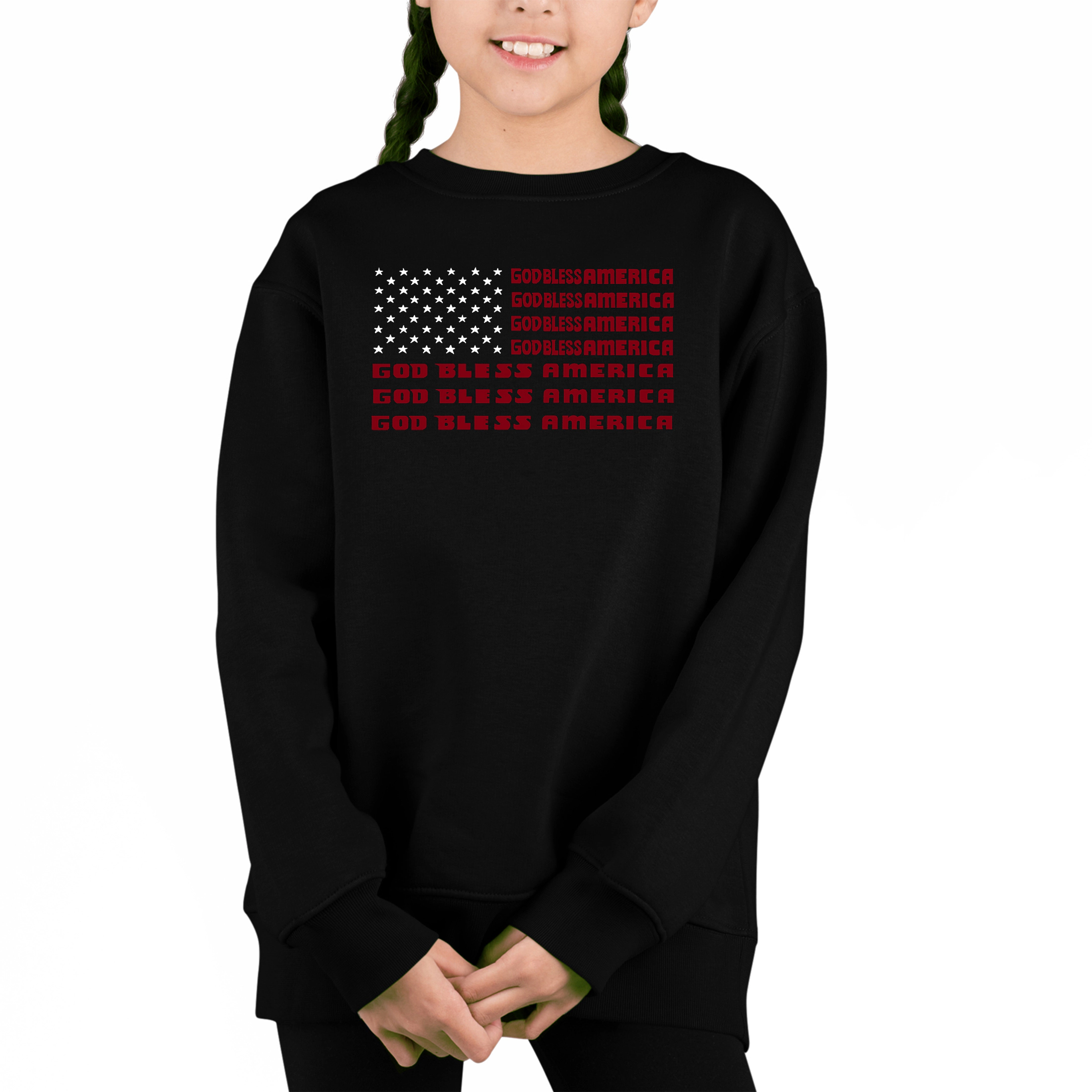 LA Pop Art Girl's Word Sweatshirt - God Bless America