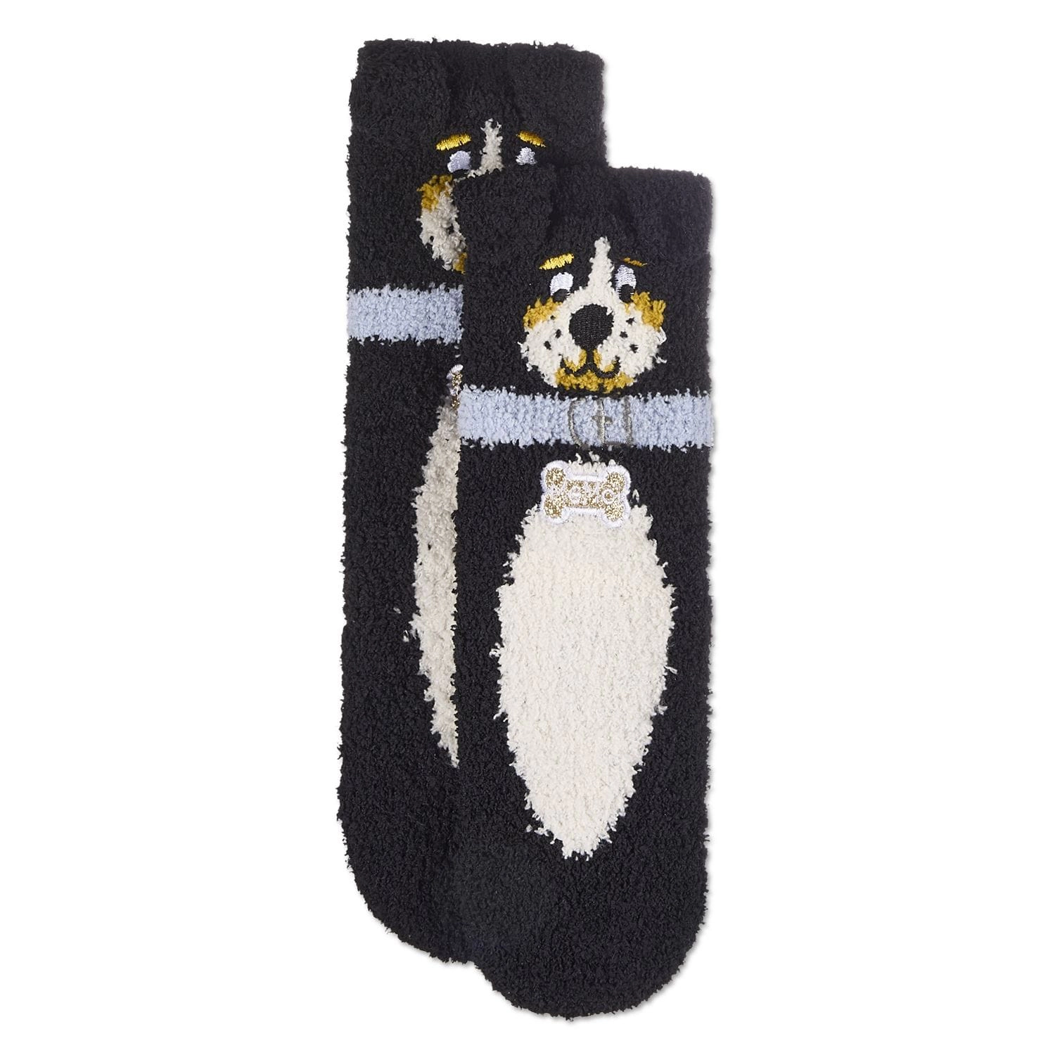 MeMoi Women's Dog Embellished Plush Crew Socks