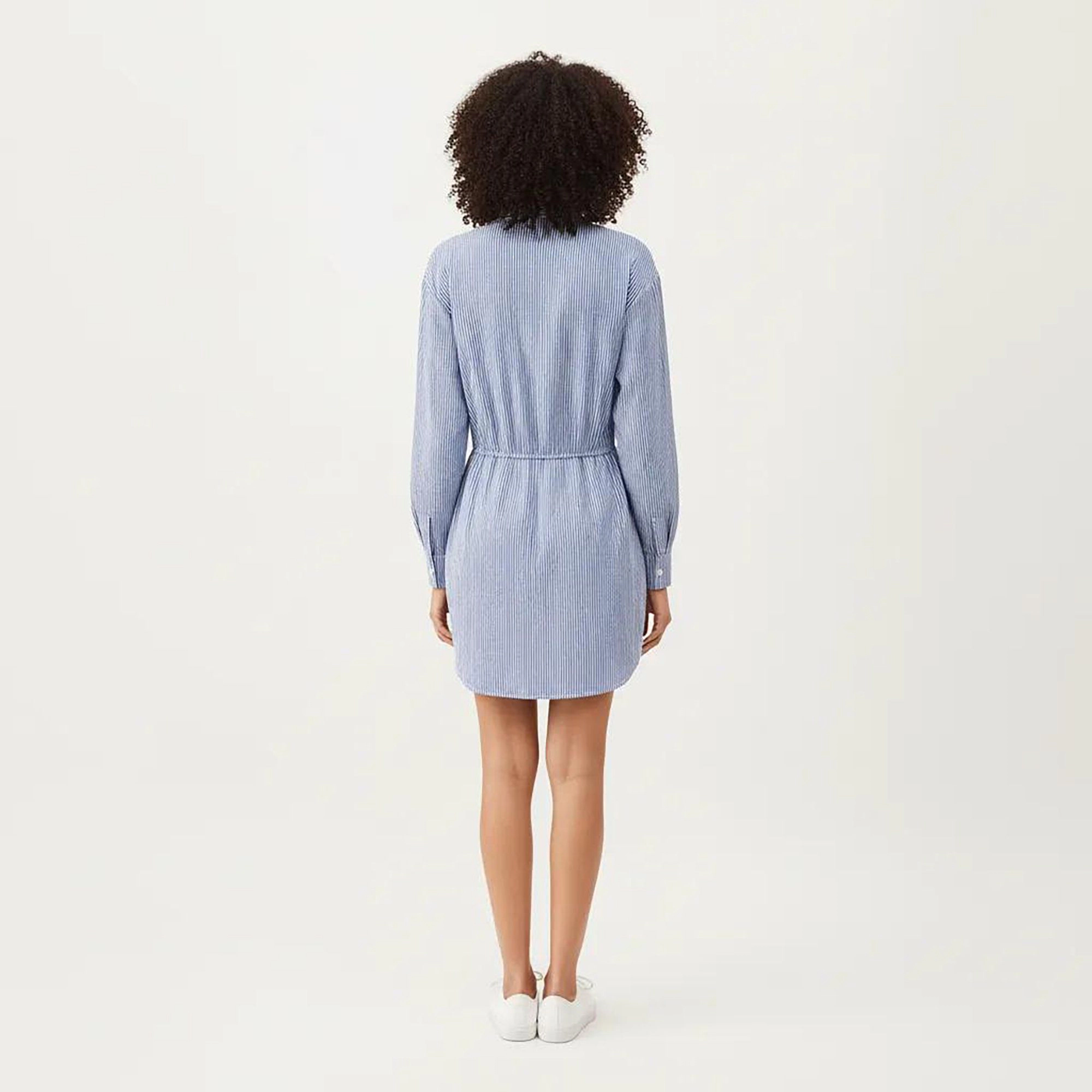 Anna-Kaci Women's Long Sleeve Button Down Twist Front Detail Relaxed Fit Shirt Dress