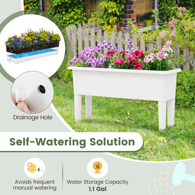 Hivvago 2 Pieces Raised Garden Beds Self-Watering Planter Box with Detachable Legs and Drainage Hole