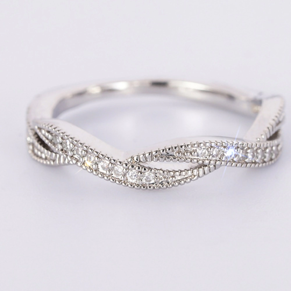 Wardrobe Whimsy Twisted Infinity Paved Cubic Zirconia Stacking Band Ring for Women