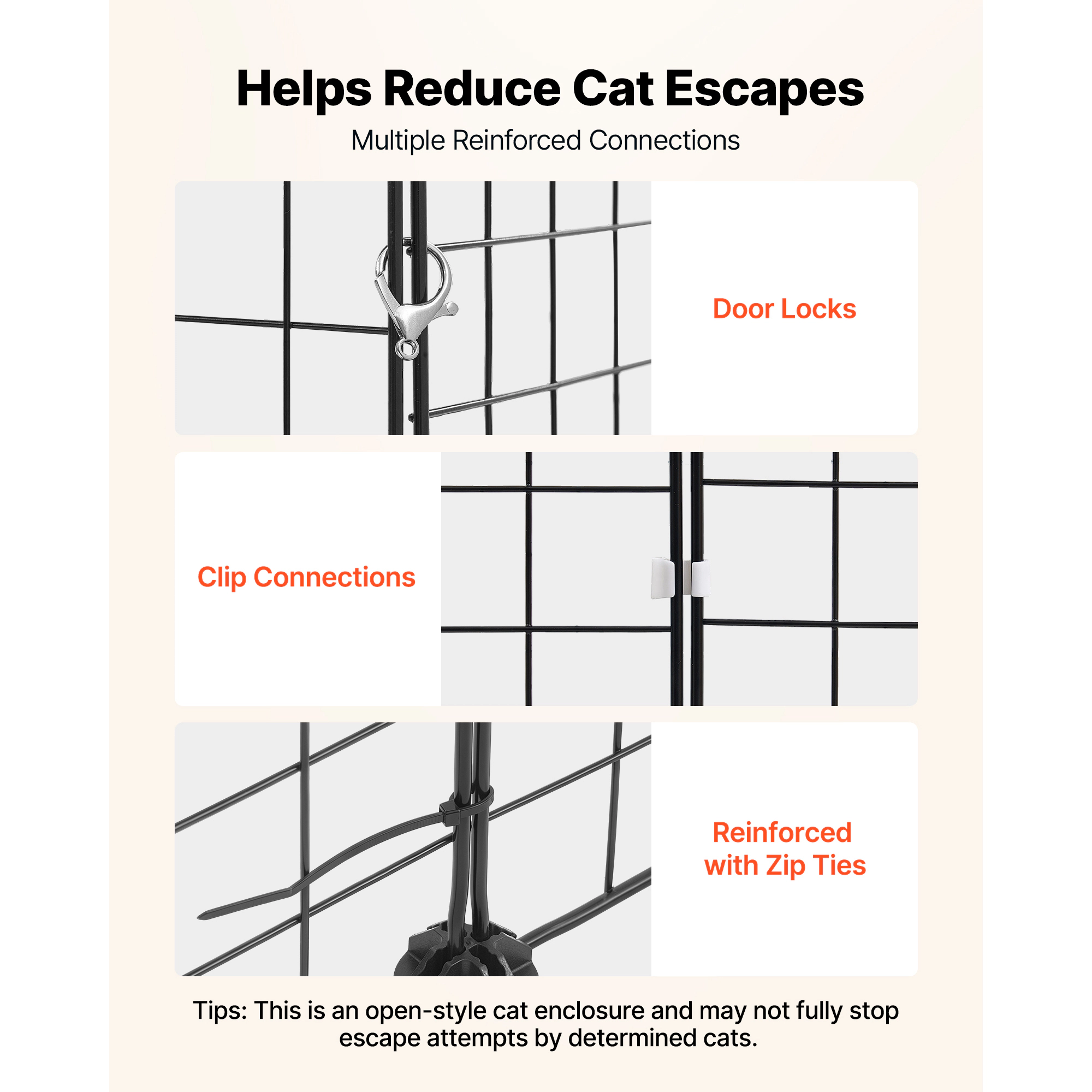 HONGGE Cat Cage DIY Cat Playpen Indoor Enclosure Detachable Metal Wire Kennel Crate with Large Exercise Place Ideal for