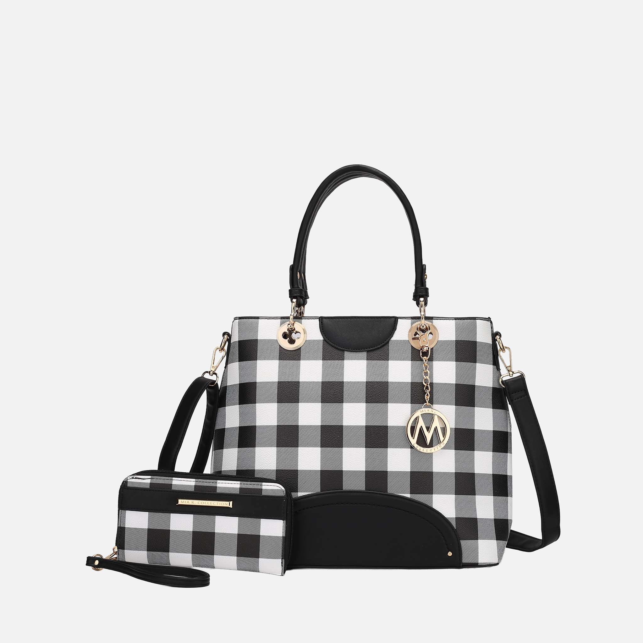 Mia K Collection Faux Leather Satchel with Removable Charm and Wallet