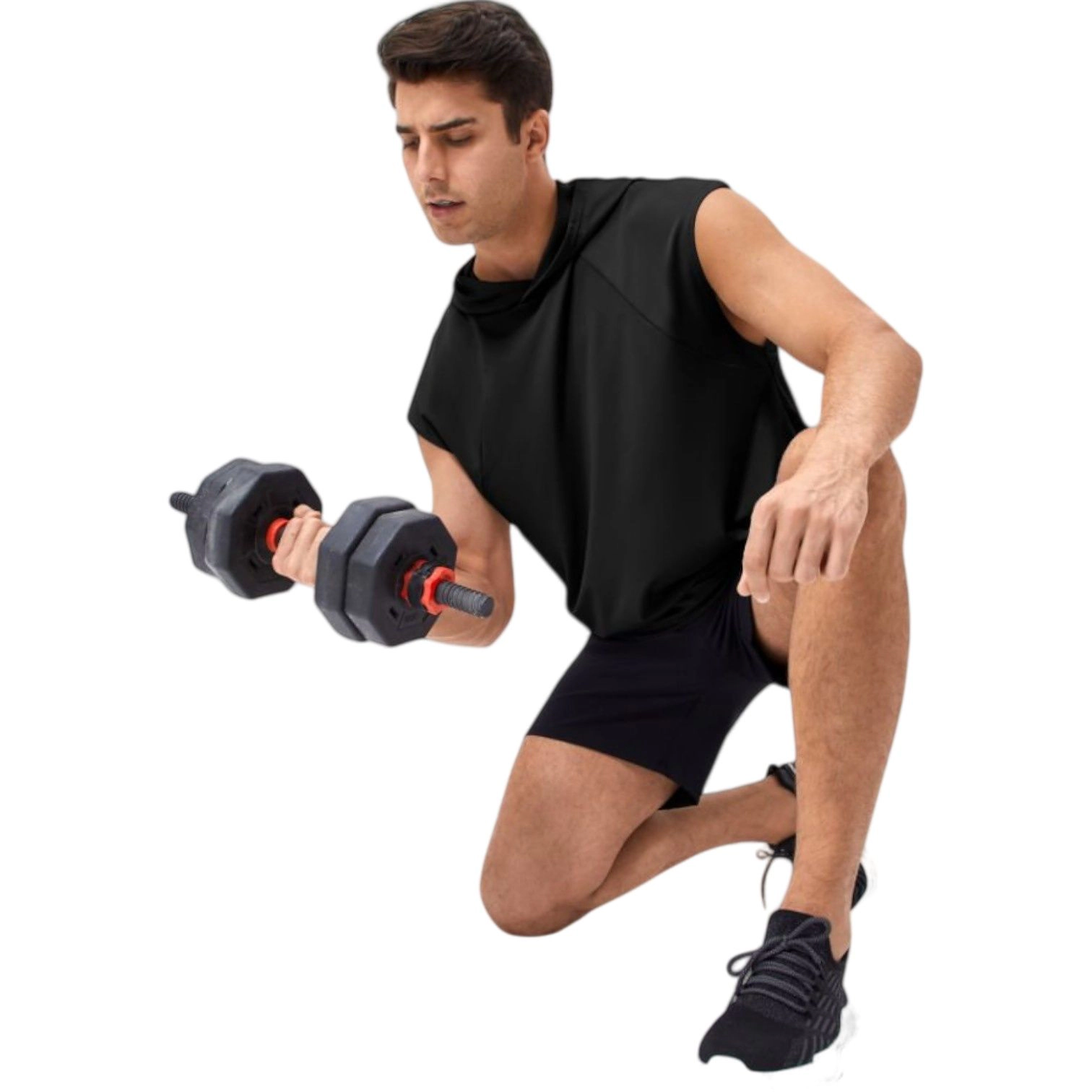 Anna-Kaci Men's Sleeveless Workout Hoodie with Lightweight Athletic Fit and Crossover Hood Detail