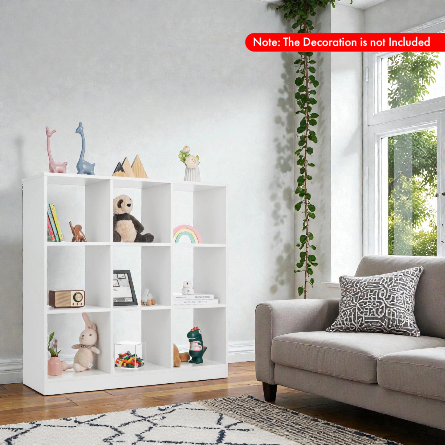 Hivvago Versatile 9-Cube Wooden Storage Bookcase with Dual Wall Anchors