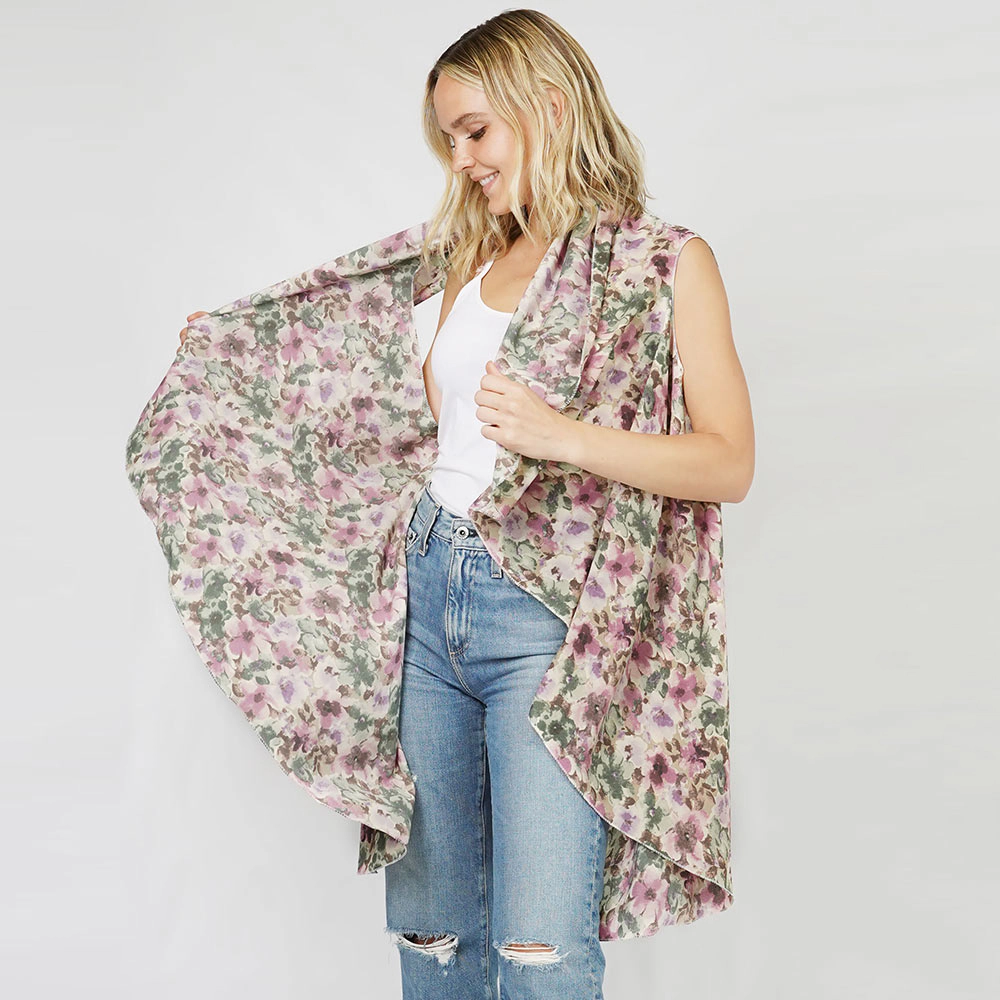 TRUEDAMES Women Flower Printed Round Vest