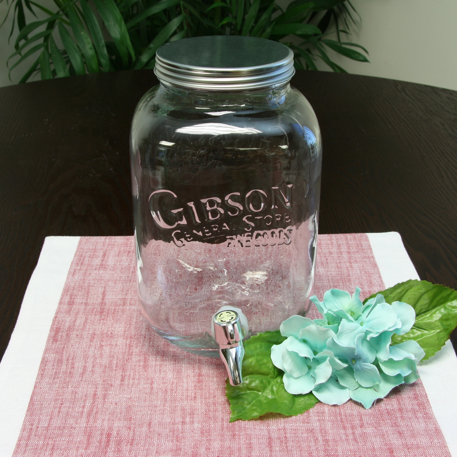 General Store 1 Gallon Clear Glass Mason Beverage Dispenser