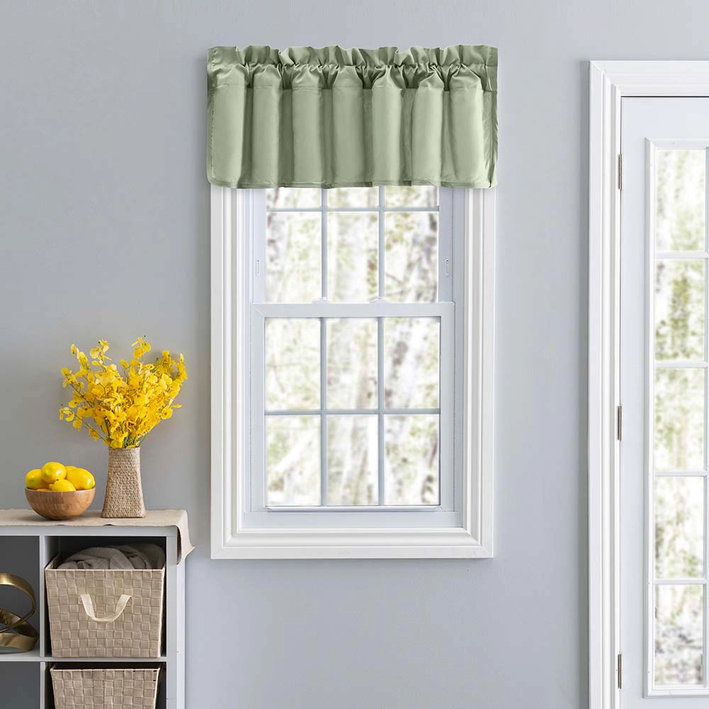 Ellis Curtain Stacey 3" Rod Pocket Solid Color Lined Window Filler Valance 42"x13" Sage