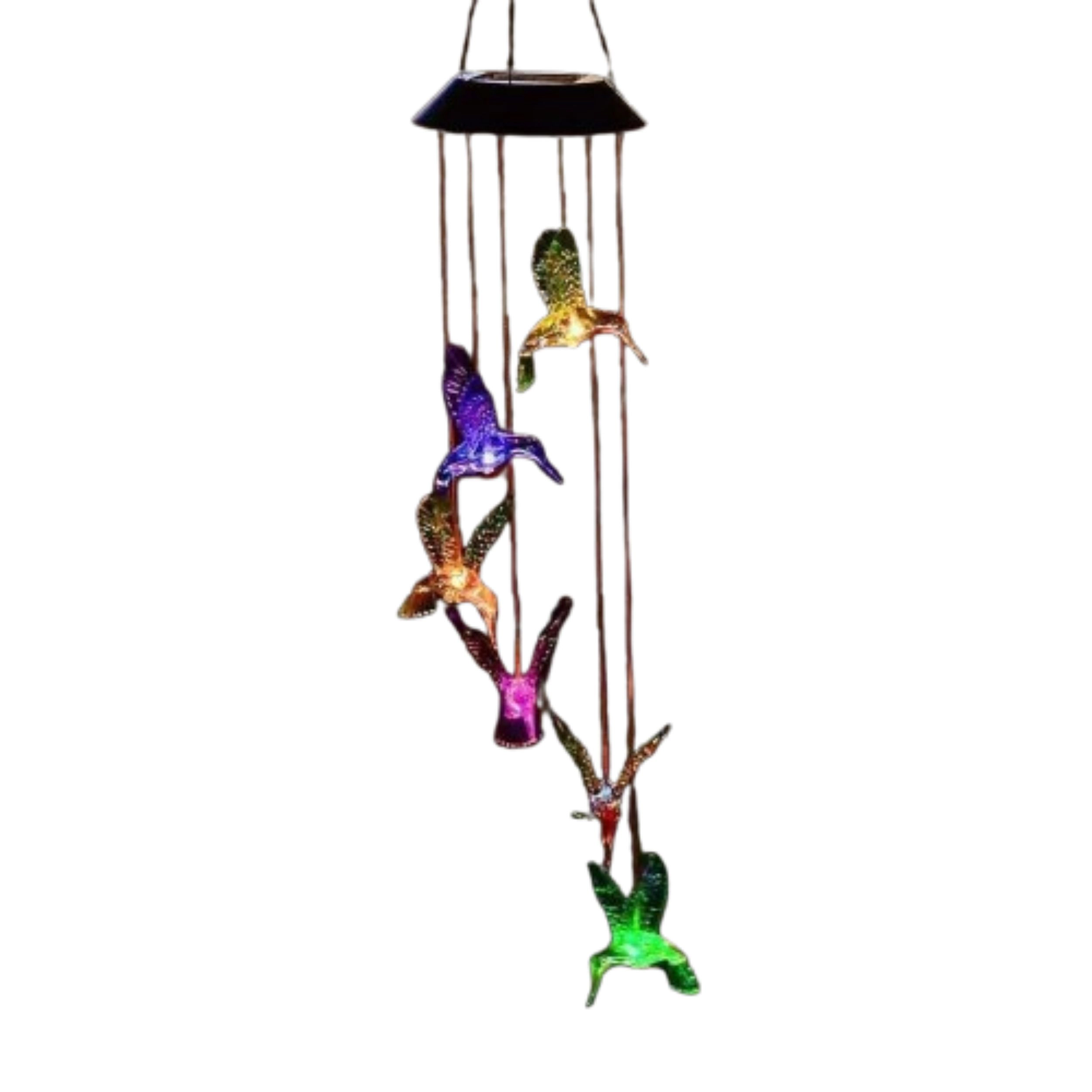 Home Collection Solar Powered Color-Changing Hummingbird LED Wind Chime