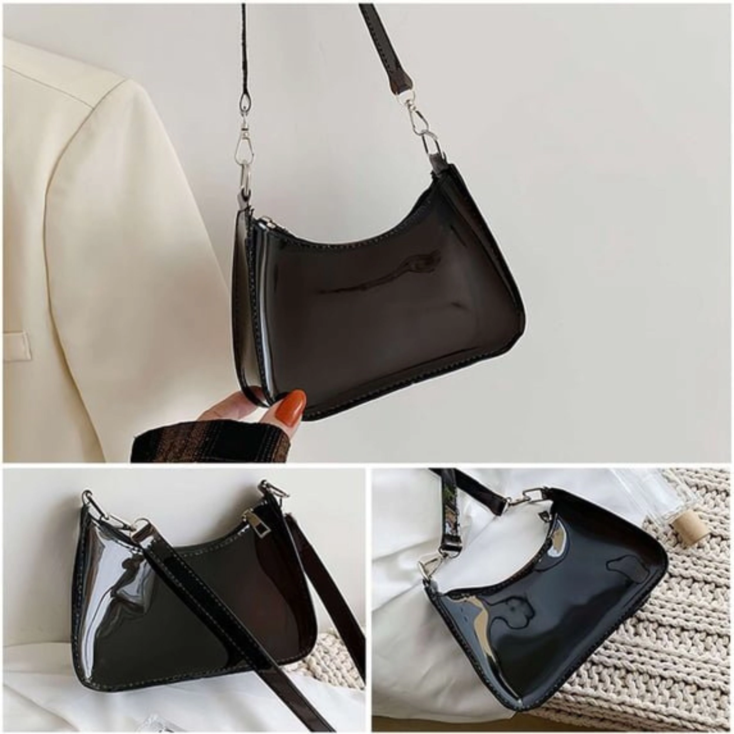 Home Collection Women’s Clear PVC Stadium Shoulder Bag with Zip Closure
