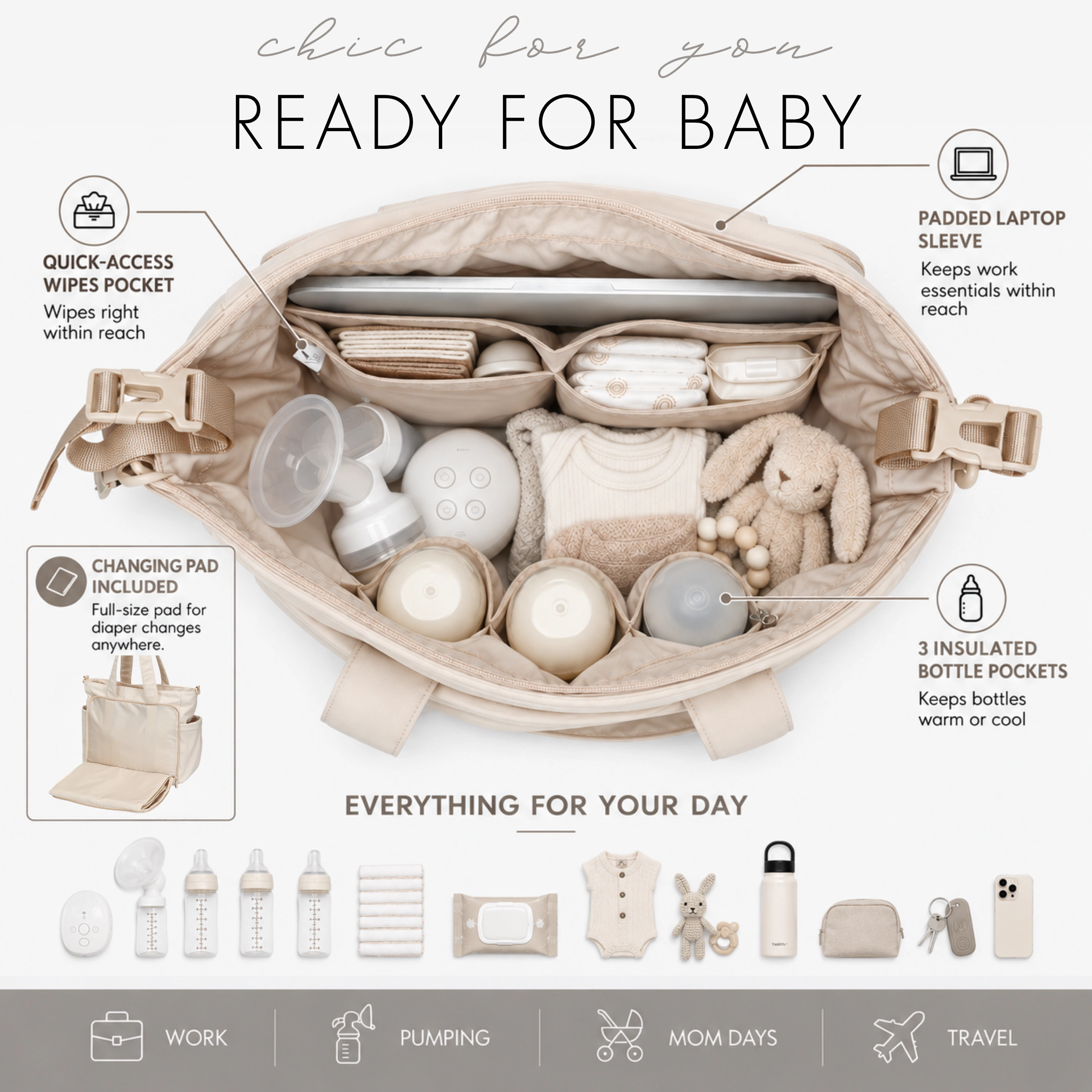 Hynes Eagle Women's Motion All-in-One Diaper Tote