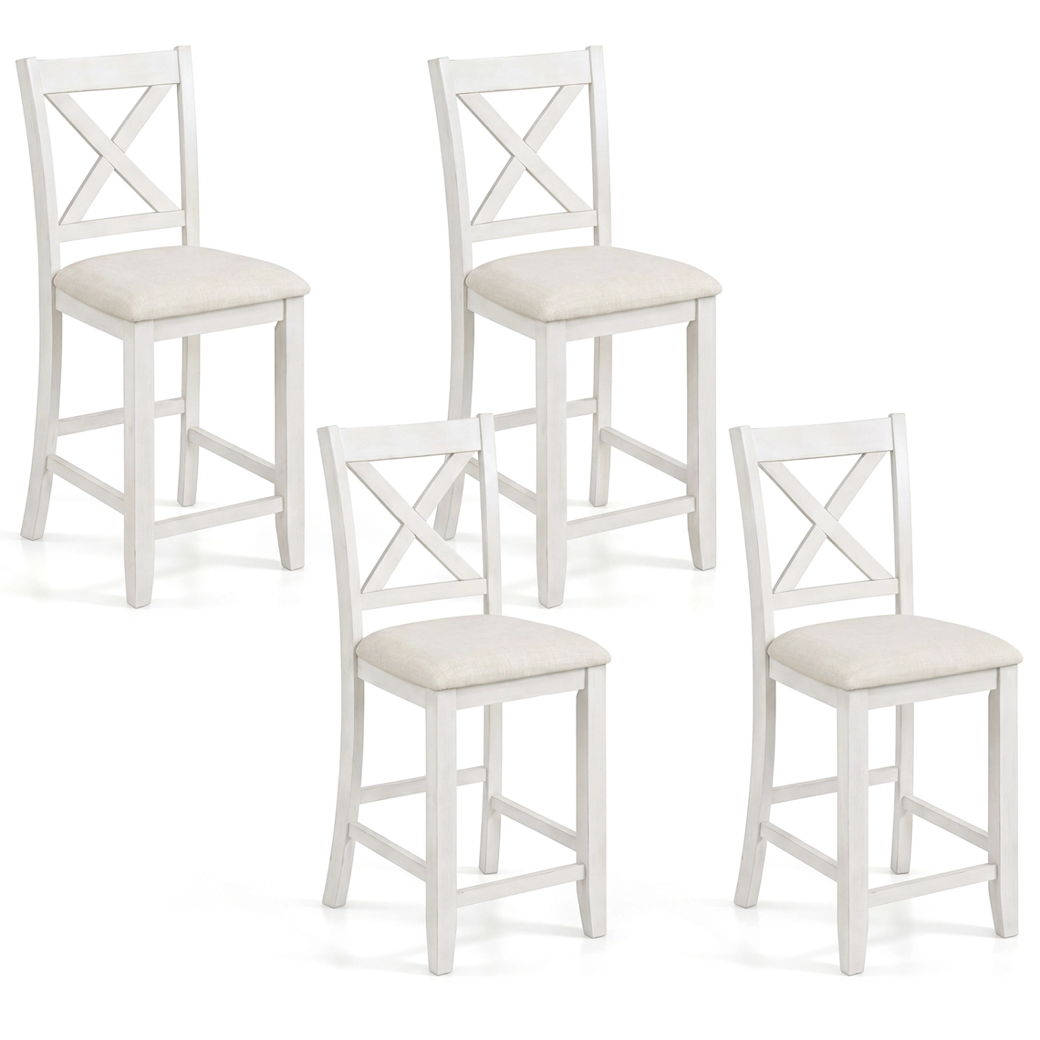 Hivvago Set Of 4 Modern Farmhouse Counter Height Stools With Footrest