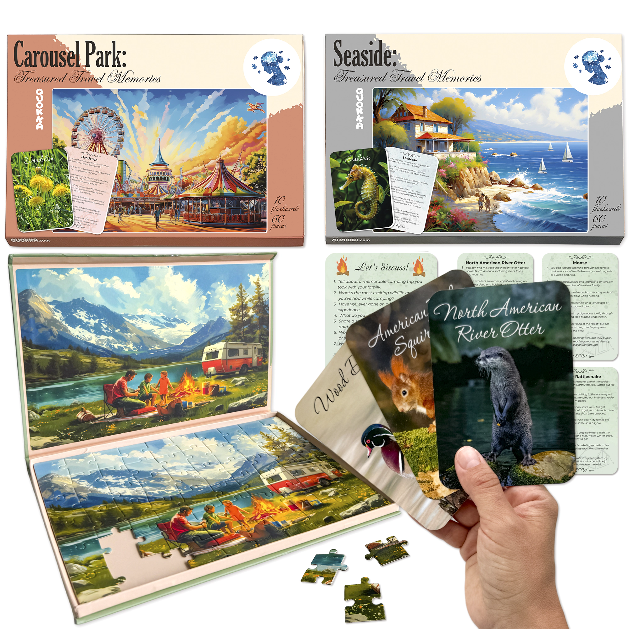 QUOKKA Dementia Jigsaw Puzzles for Seniors, 60 Piece Large with Memory Cards Adults
