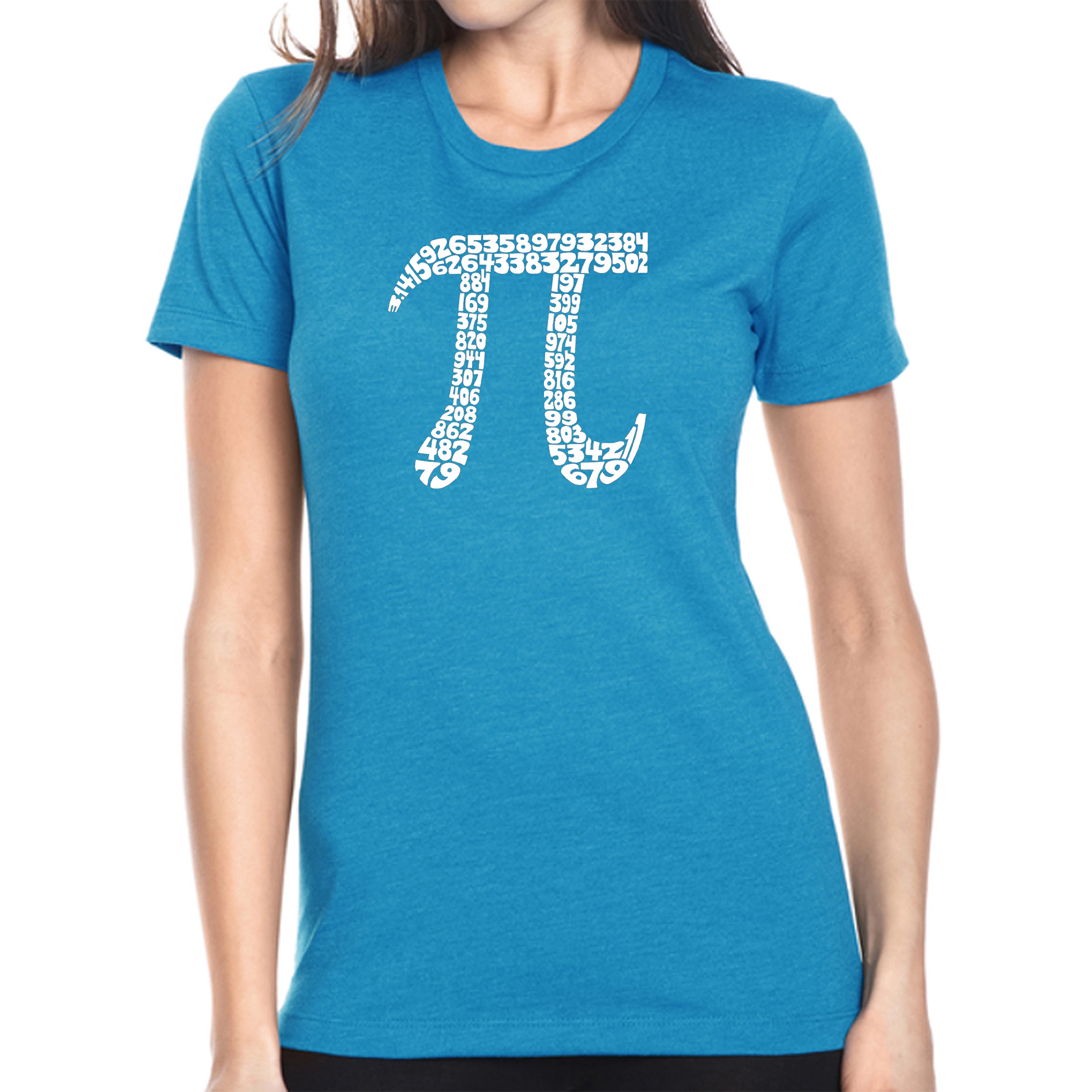 LA Pop Art Women's Cotton/Poly Blend Word TShirt - The First 100 Digits Of Pi