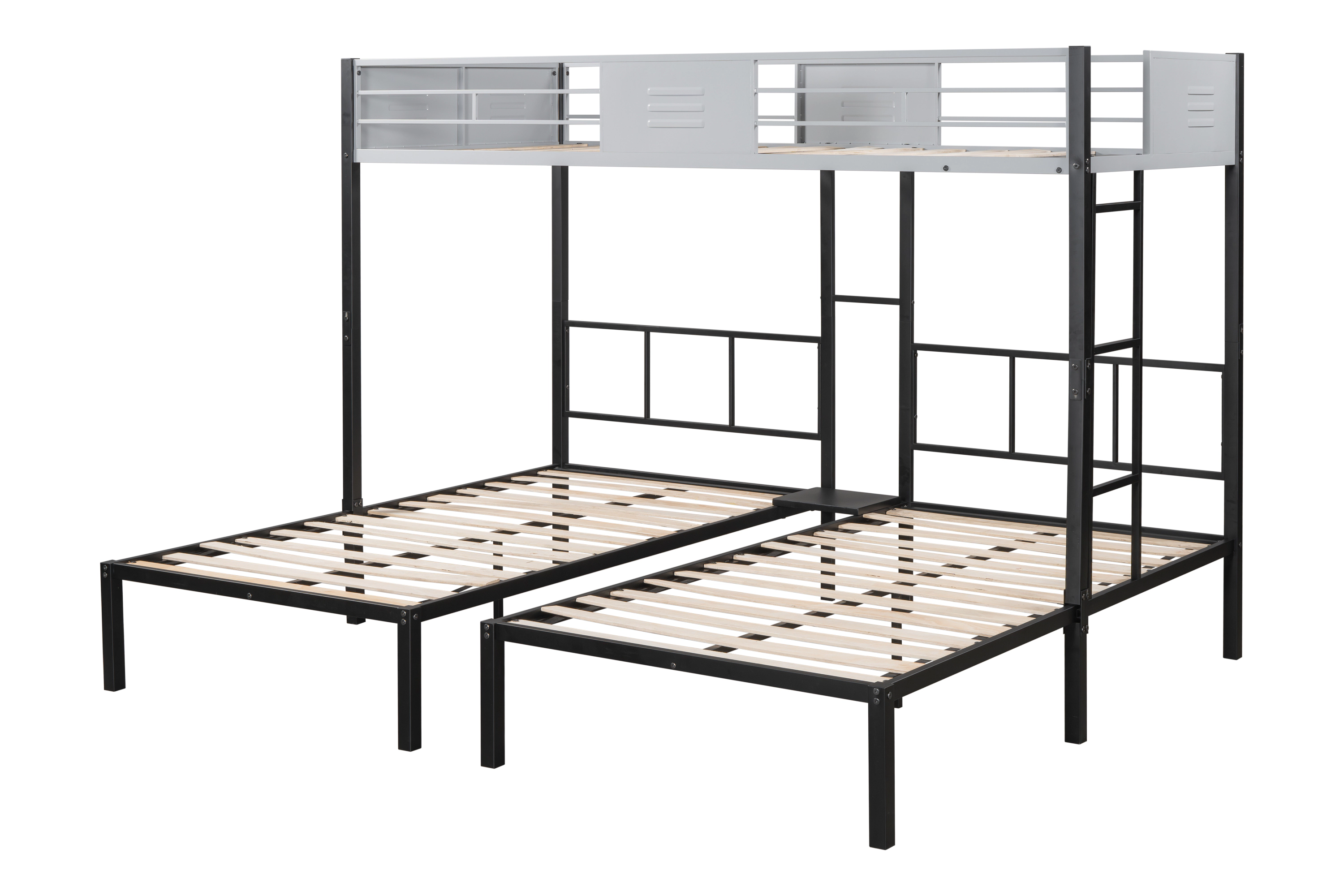 Flynama Triple Bunk Bed, Sturdy Metal Frame, Separates into Three Beds, No Box Spring