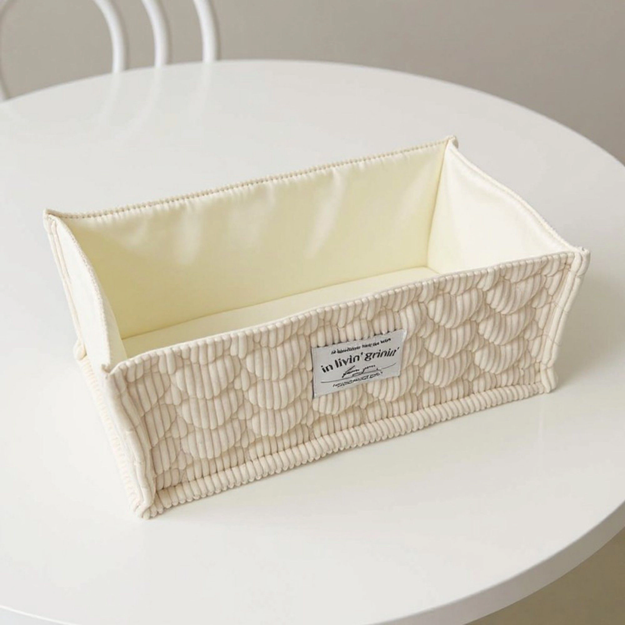 Alilang Women Rectangular Quilted Storage Box with Soft Sides and Label Accent 4.7x11x6.3in
