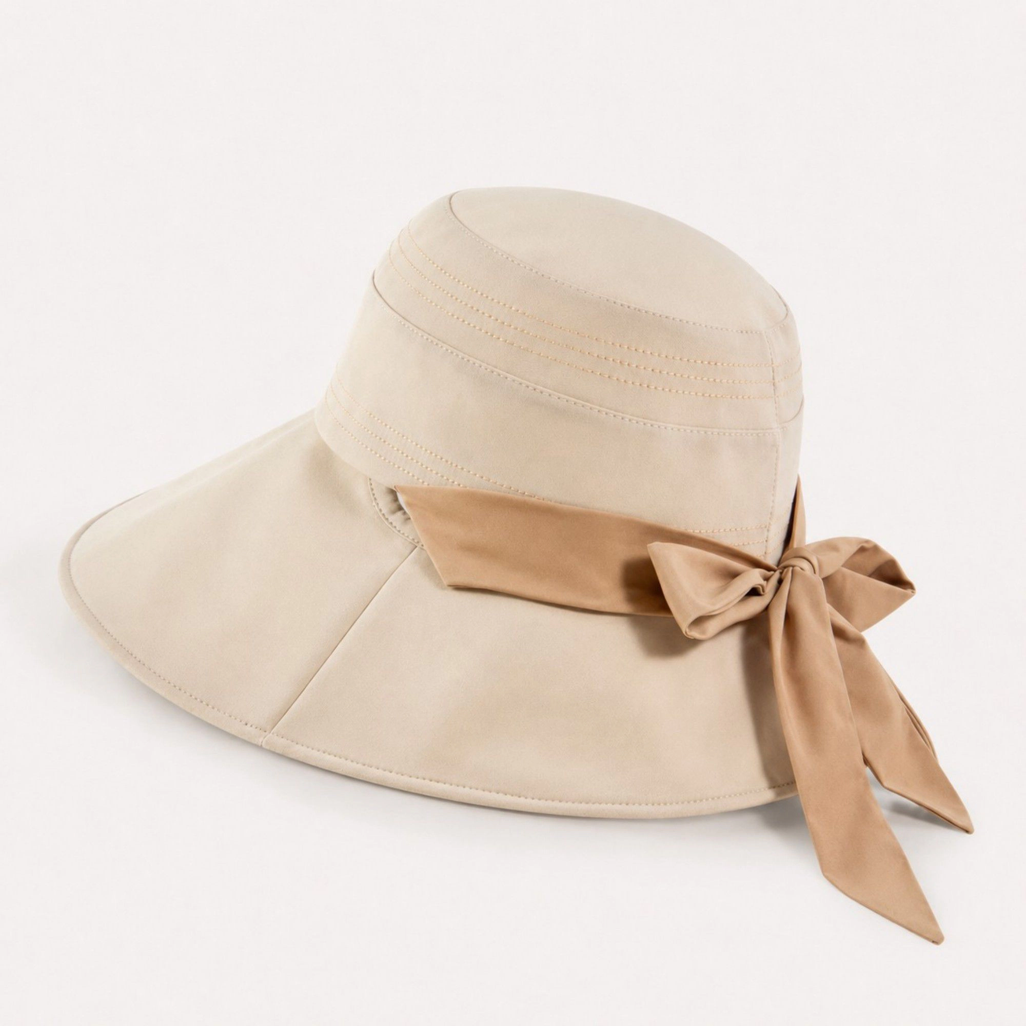 Alilang Women's Wide Brim Sun Hat with Bow Accent Stitched Crown and Soft Structured