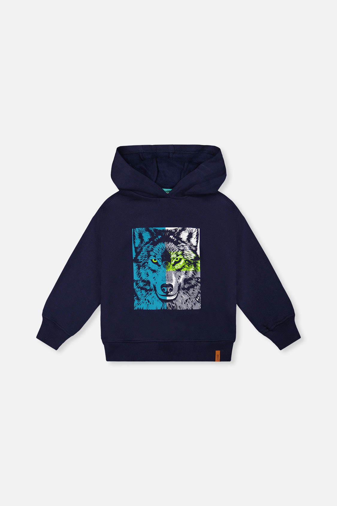 Deux par Boys Fleece Hooded Sweatshirt with Wolf Graphic