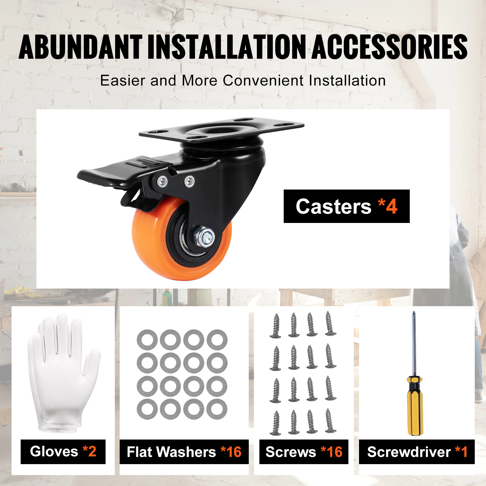 HONGGE Caster Wheels Swivel Plate Casters with Wheels Per Caster Wheels