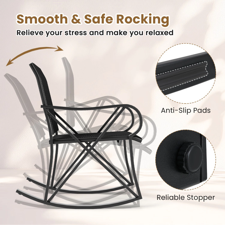 Hivvago 3 Piece Patio Rocking Set With Smooth Rocking Motion Outdoor Rocker Chair Bistro Set