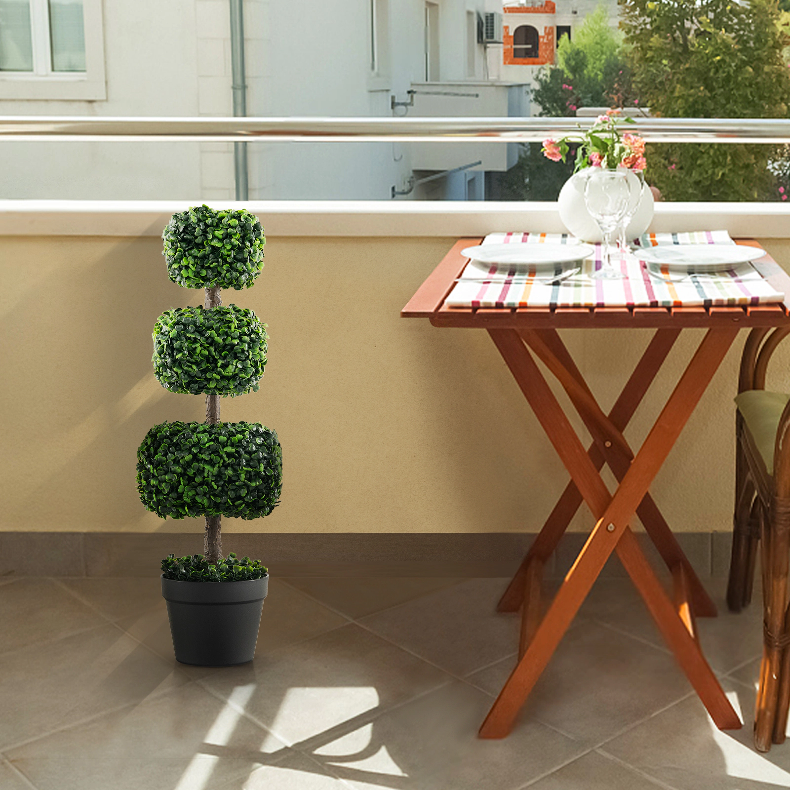 Slickblue 30 in Faux Boxwood Topiary Tree for Porch Entryway Home Decor