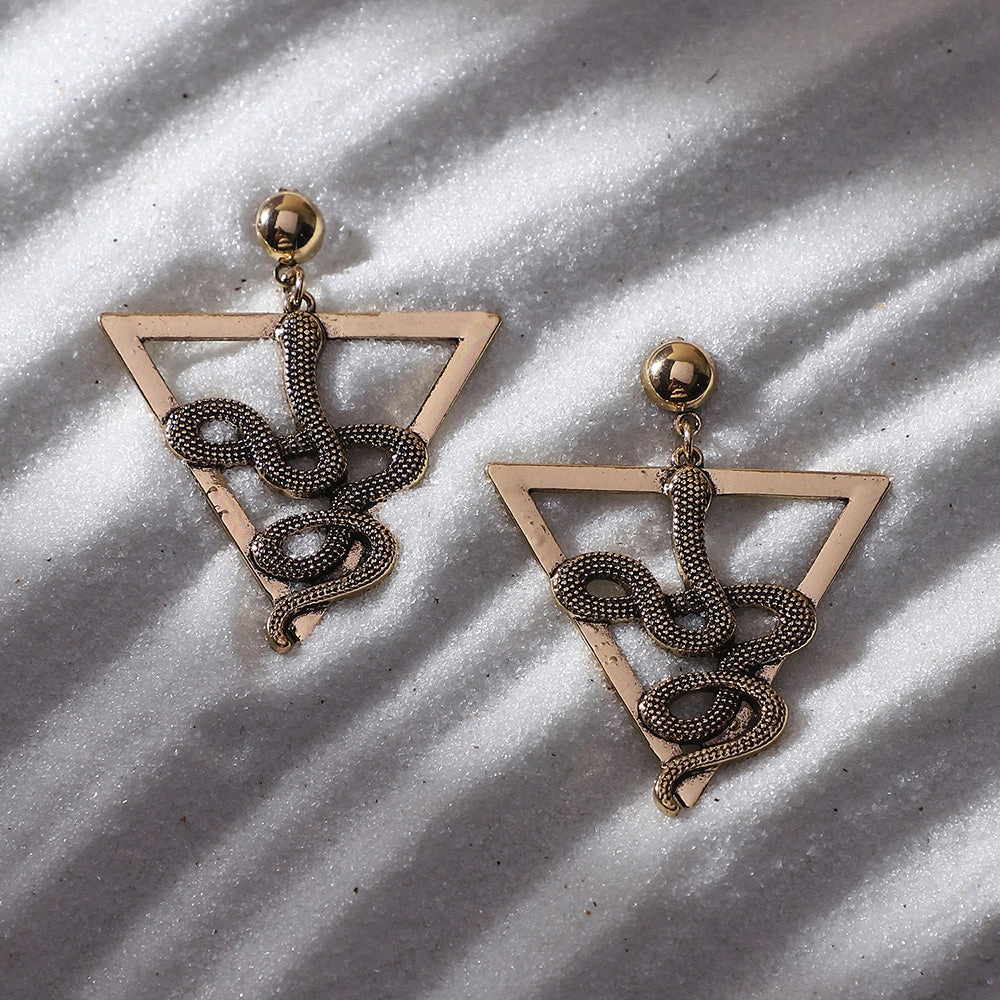 SOHI Women's Geometric Snake Drop Earrings