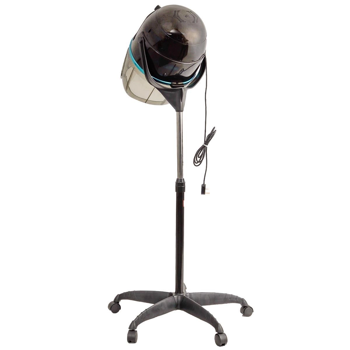 SUGIFT Salon Standing Bonnet Hair Dryer Rolling Hood Heater Adjustable 49-63-in Height 0-60 Minute Timer 75 C Max Black