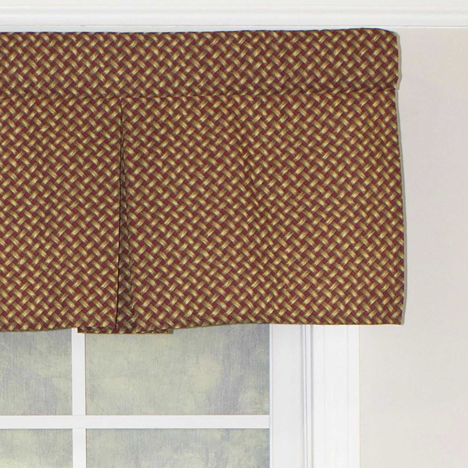 RLF Home Trellis Pleated  100% Cotton with Fully Lined 3" Rod Pocket Valance for Windows 42" x 15" Woodland
