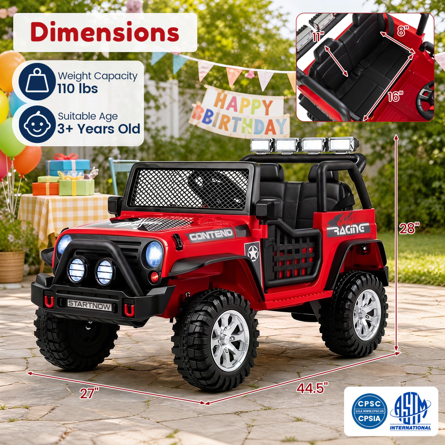 LJG 12V Electric 2-Seater Kids Ride on Car with Parent Remote Control