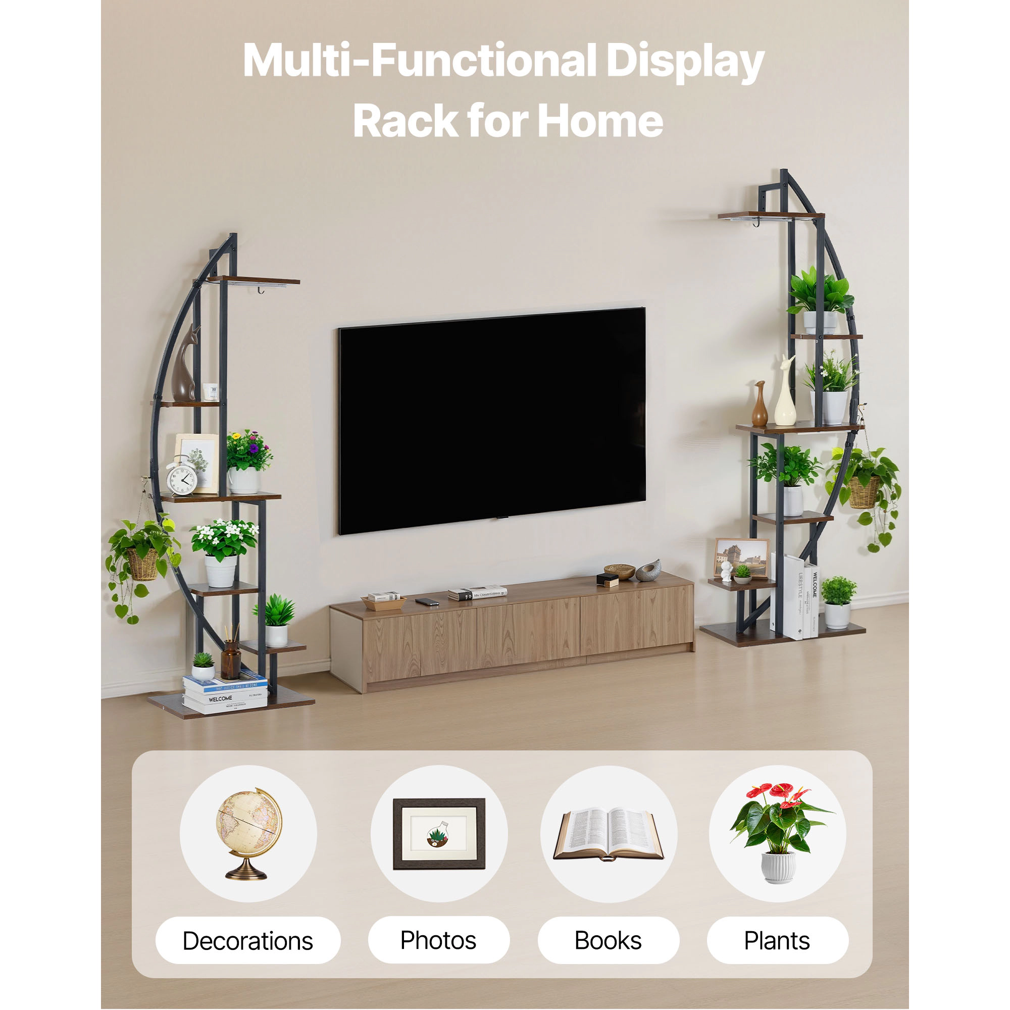 HONGGE Plant Stand Indoor with Grow Lights Lighted Plant Shelf 2 Pack Metal Corner Plants Holder 3 Timer & 10