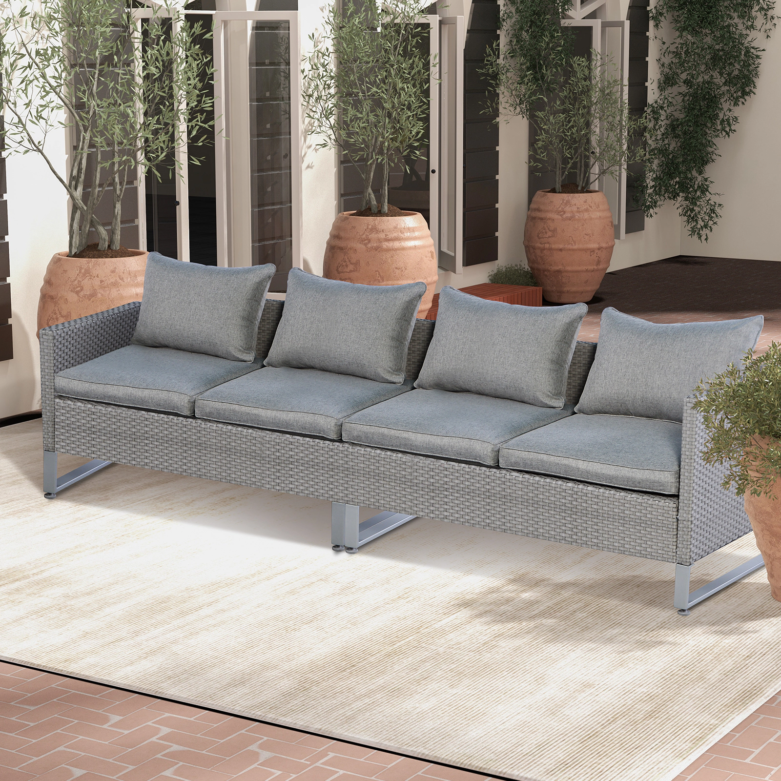 LJG 2 Pieces Patio Furniture Sofa Set with Cushions and Sofa Clips