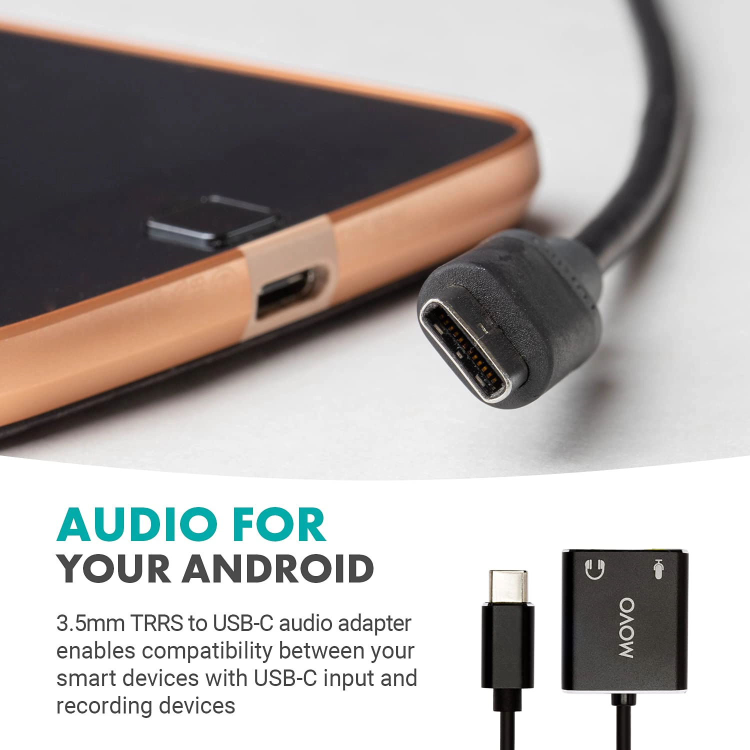 Movo USBC-AC2 TRS Mic. to USB-C Stereo Audio Sound Card