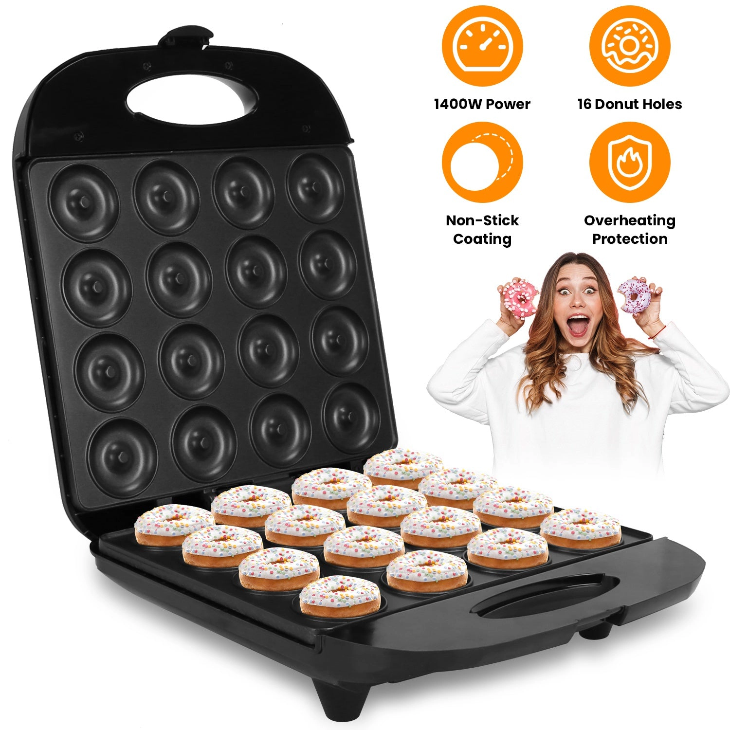 NEW Home Unisex Non-Stick 16-Donut Maker Machine