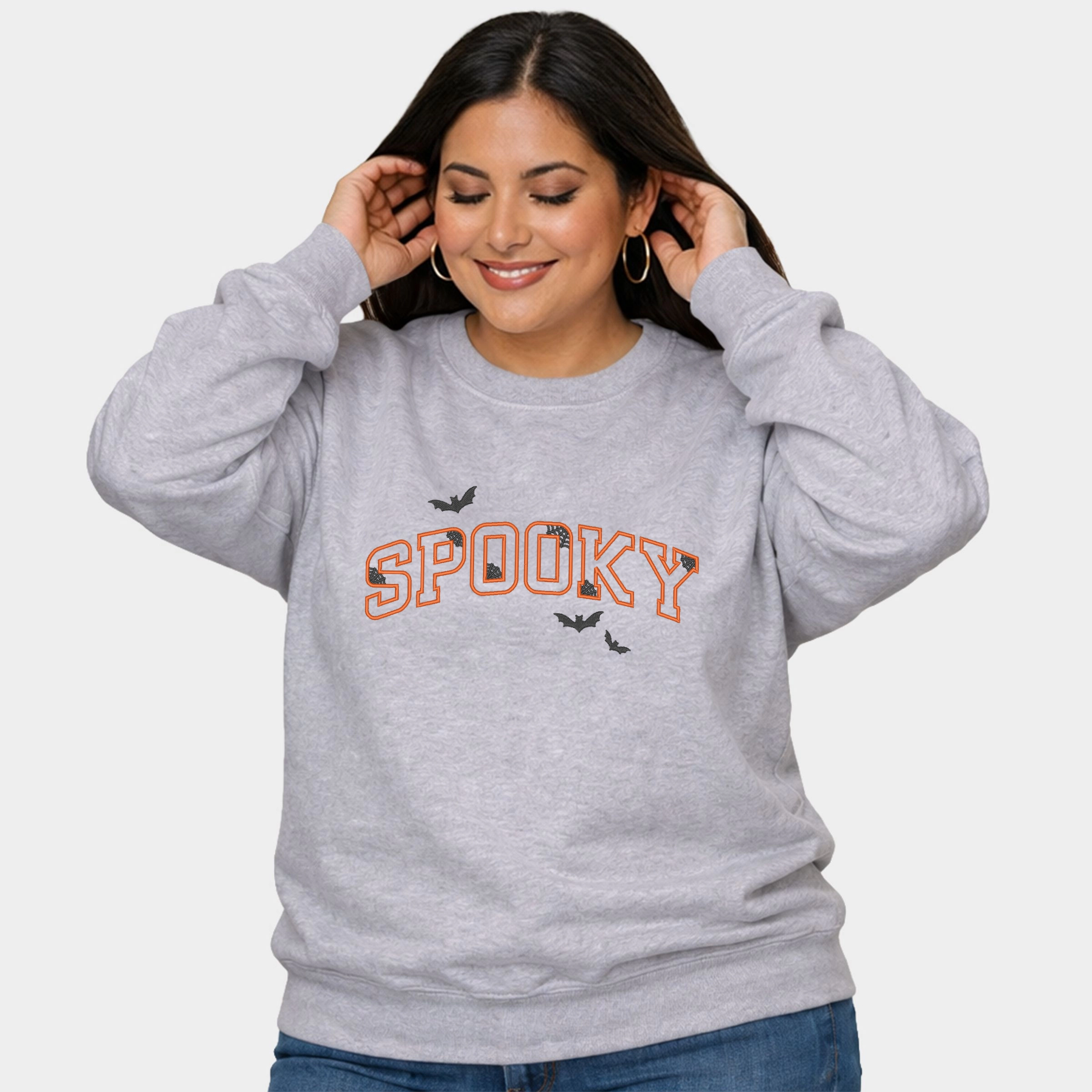 Simply Sage Market - Embroidered Spooky Bats  Women's Plus Sized Graphic Sweatshirt