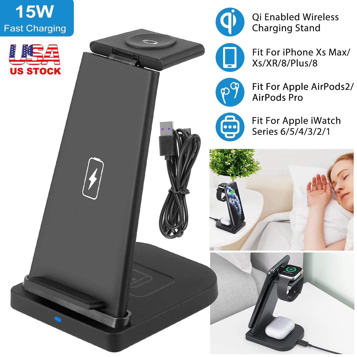 GBruno 3-in-1 Wireless Charging Dock