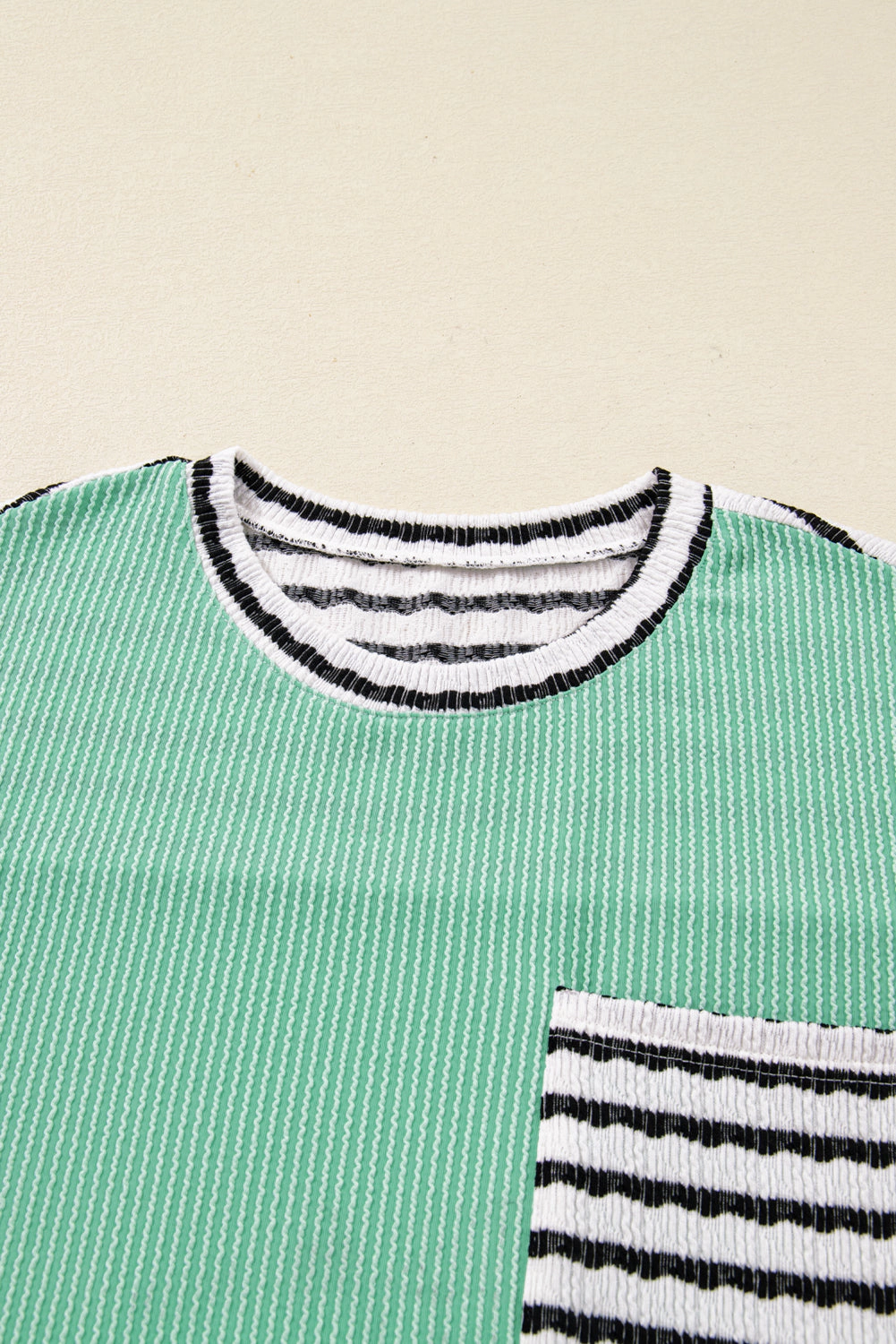 Threaded Pear Women's Claire Contrast Striped Patchwork Long Sleeve Top