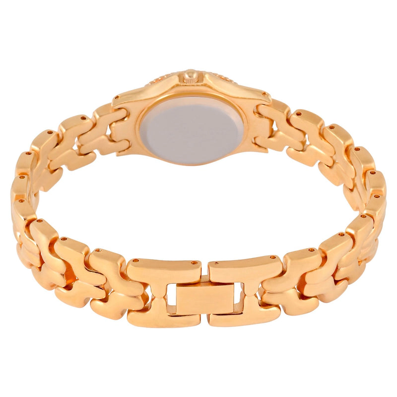 Peugeot Womens Round 25mm 14K Gold Plated Wrist Watch- Mother of Pearl Dial