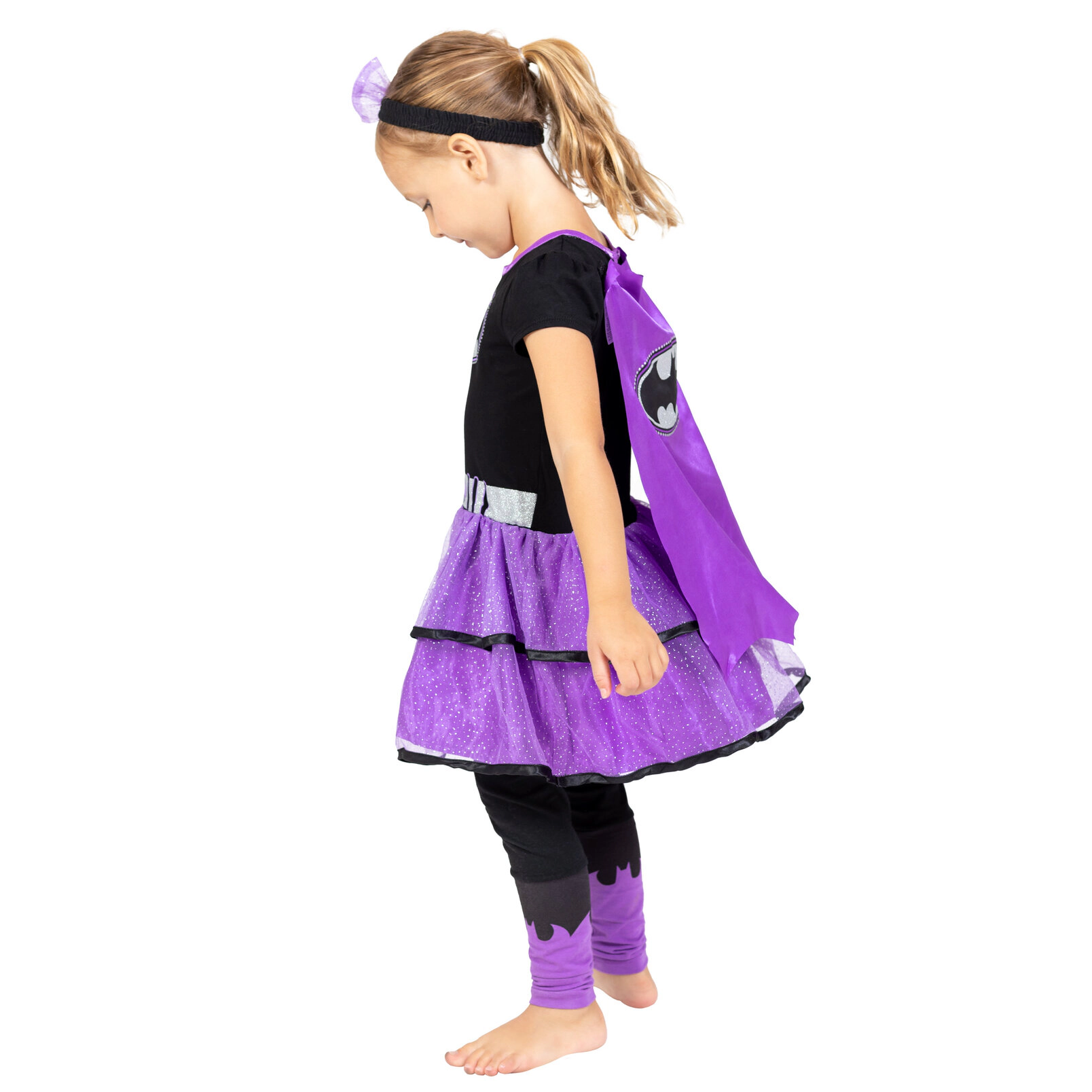 WARNER BROS Justice League Girls' Cosplay Dress and Leggings Set with Cape
