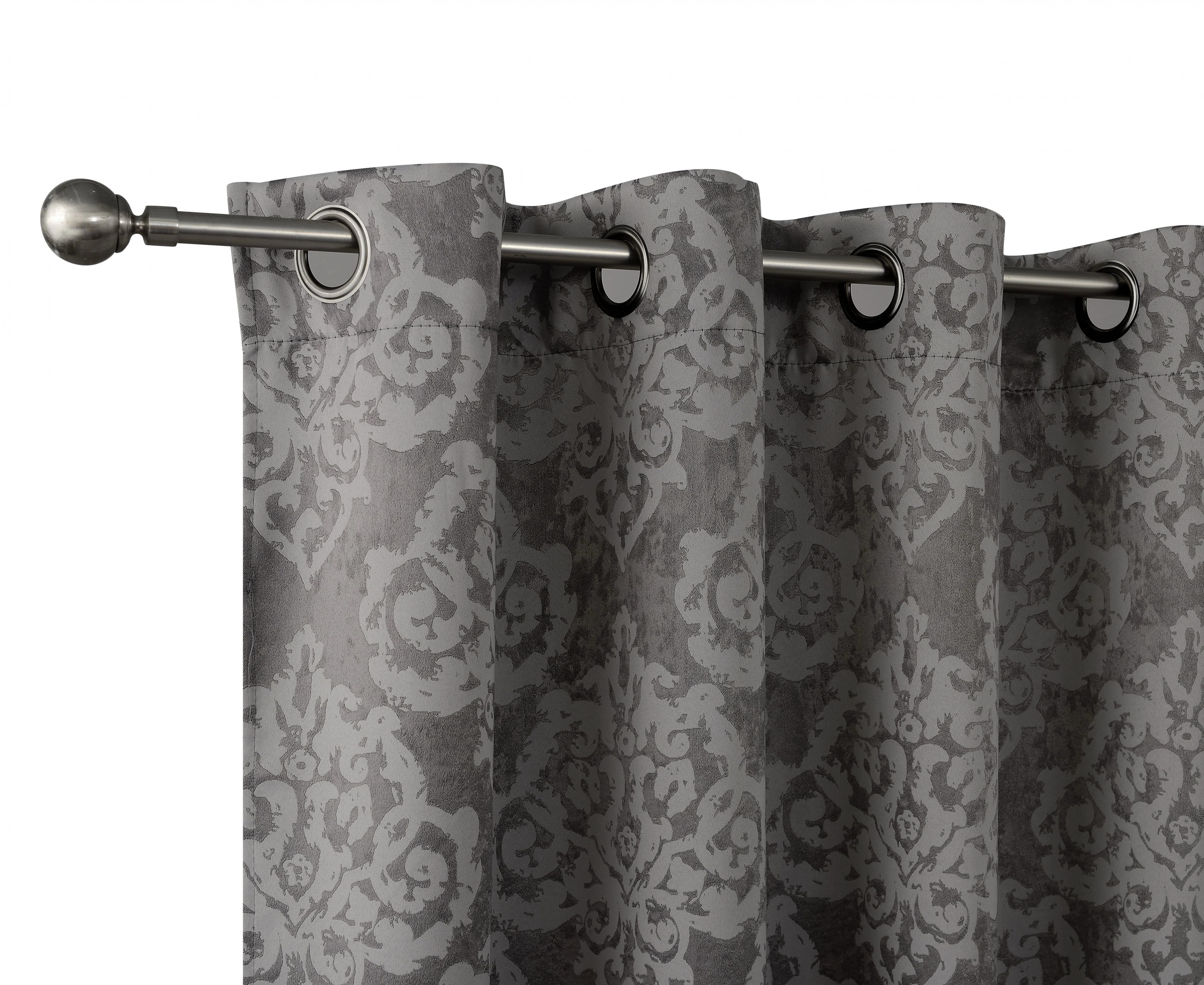 Kate Aurora 2 Pack Delaney Room Darkening Damask Print Grommet Curtain