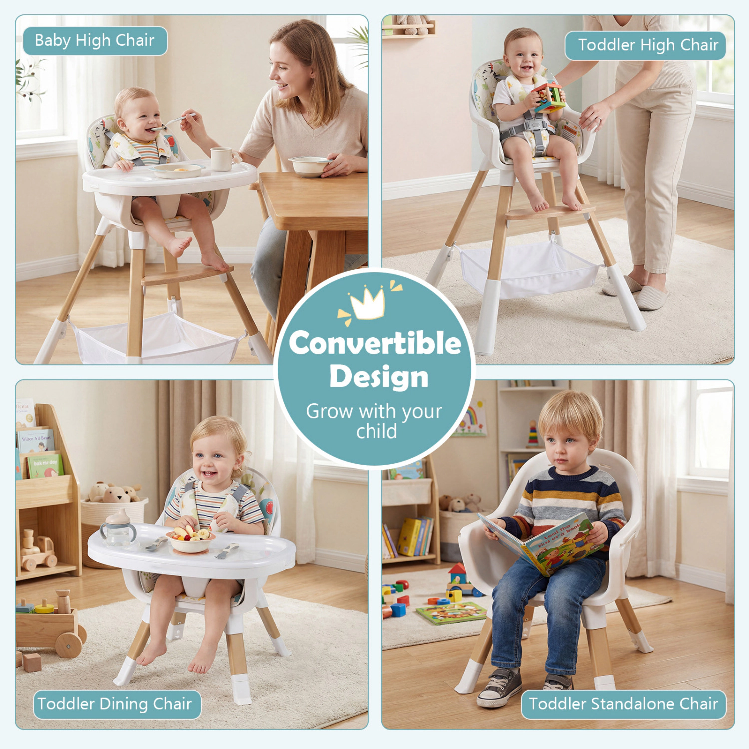 SlickBlue Unisex Convertible Adjustable Kids High Chair