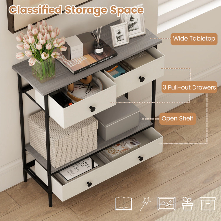Hivvago Farmhouse Console Table With Open Storage Shelf For Hallway
