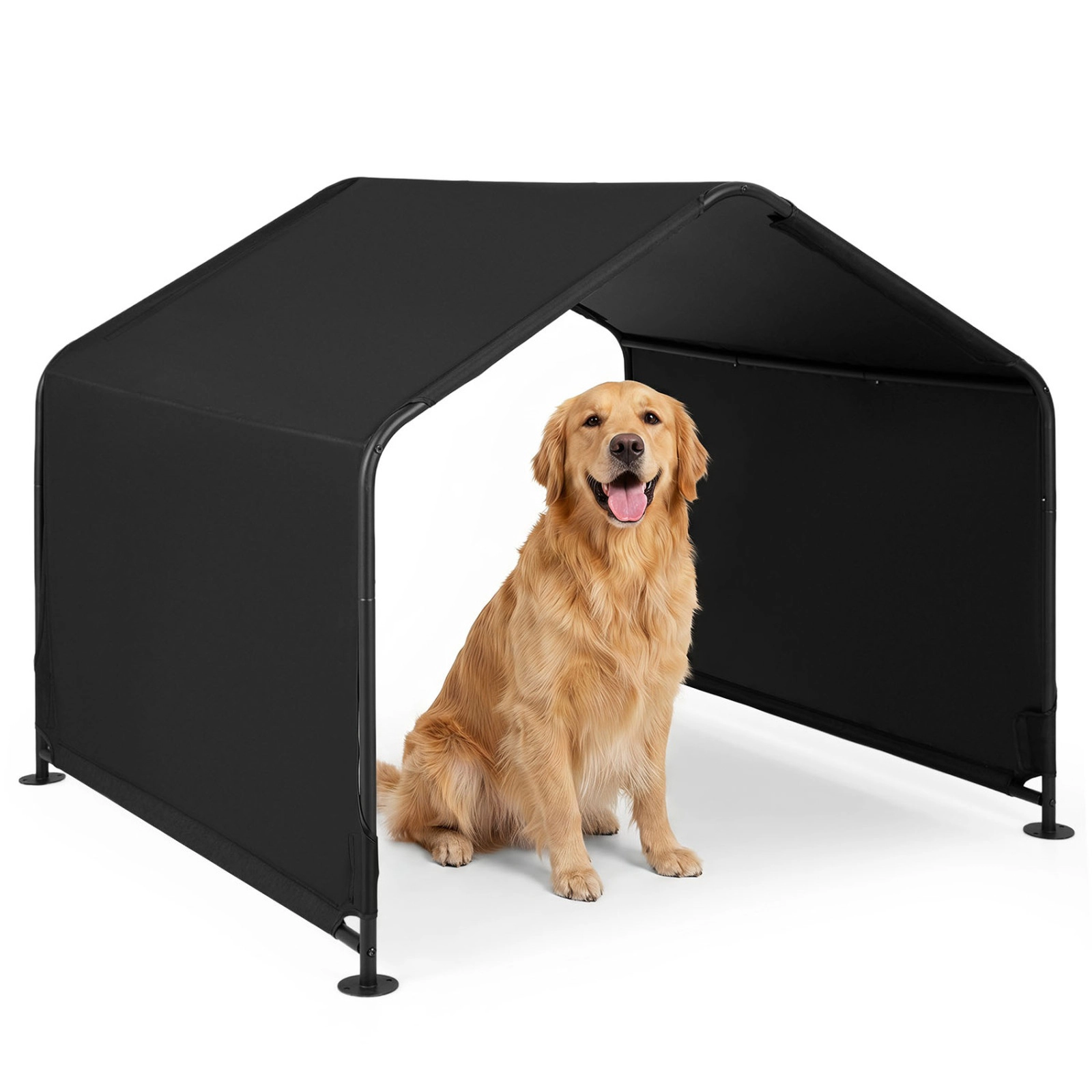 SUGIFT Outdoor Dog Shade Shelter Black with Waterproof Roof and Ground Stakes